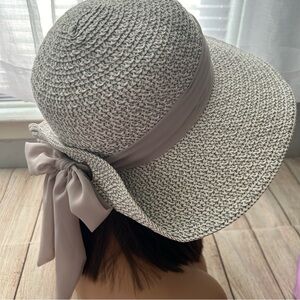 Nine West Floppy Hat with Scarf Gray